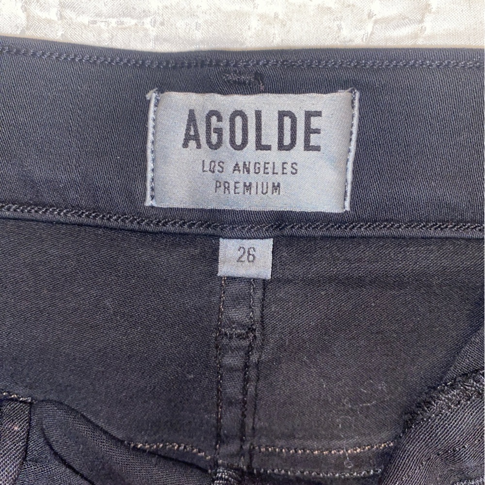 Agolde Black Waxed Denim Mini Skirt - Picture 4 of 9